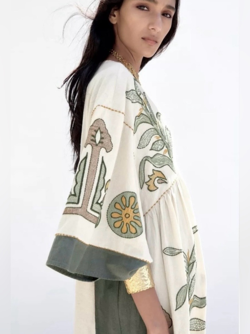 Zara Embroidered Linen Blend Mini Dress size L - Picture 12 of 12
